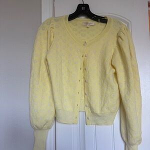 Loveshackfancy yellow cardigan heart button so cute size xs